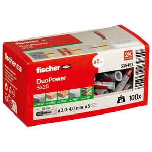 Fischer DUOPOWER 5 x 25 professionele pluggen (100 stuks)